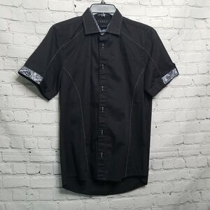 ENVY Couture Cotton Short Sleeve Buttondown Shirt Small